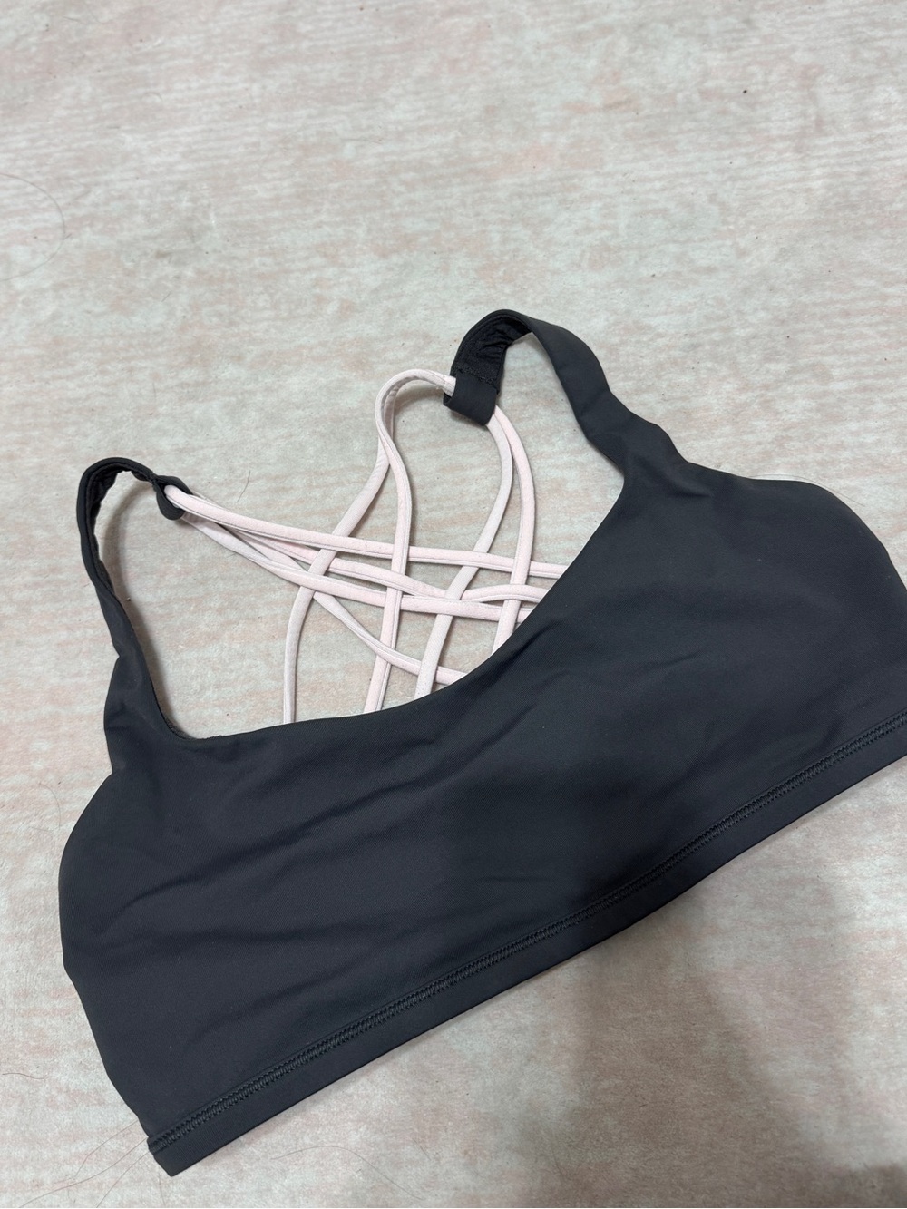 LULULEMON Free to Be Sports Bra - Gray with Light Pink Straps
